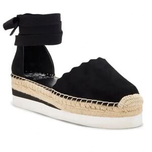 VINCE CAMUTO BLACK ESPADRILLE WEDGE SANDALS